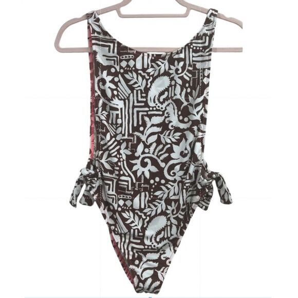 New Free People free-est The Pamela Printed One-Piece Swimsuit $178 XL Brown - Picture 6 of 8